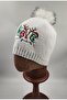 White Embroidered Christmas Beret - 4