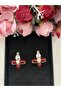 Minimal Burgundy-Red-Cherry Decay Color Enameled Gonca Earrings