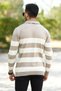 Men's Polo Collar Sweatshirt Mink-White Striped Knitwear 100% Flament Knitted Ribbed - 1420 - 3