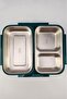 Food Transport and Storage Container with Compartmented Steel Container for Work, Office, School 25 cm Green - Yk1392 - 6