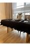 Pearl Velvet Textured Ruffled Tablecloth Black - 4