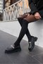 Brokly Women's Black Real Leather Loafer Shoes - 8