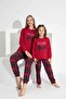 Women's Red Plaid Pattern Mother Daughter Combination Thermal Cloth Winter Warm Sleepwear Set