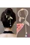 Fish Tail Design Crystal Stone Spring Bun Buckle Metal Gold - Women's Hanging Hair Bun Buckle