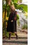 Black Balloon Sleeve Embroidered Bohemian Dress - 5