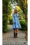 Blue Embroidered Collar and Sleeves Drawstring Bohemian Dress - 6