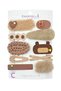 10-Piece Hearted Teddy Bear Floral Girl's Collet Buckle Set Coffee Tone - Braid Snap Clip Hair Clip