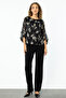 Self Patterned Balloon Sleeve Blouse 2015-24K - 2