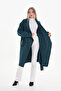 Emerald Green Stamp Coat Oversize Standard Size 36-46 Below Knee Pocket Comfortable Fit with Belt - 4