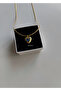 Navy Blue Zircon Stone Gold Heart Women's Necklace - 3