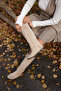 Brenda Women Beige Real Leather Suede Boots - 5