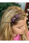 Imported Trendy Thin Metal Glitter Belt Bow Crown Women's Children's Crown Plum Purple - 3