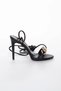 Women's Black Lace-Up 10 Cm Thin Heeled Chain Buckle Summer Shoes - 3