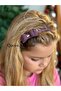 Imported Trendy Thin Metal Glitter Belt Bow Crown Women's Children's Crown Plum Purple - 2
