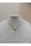 Women's Gold Steel Chain Heart Letter Necklace, Initial Letter Necklace - 2