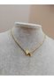 Women's Gold Steel Chain Heart Letter Necklace, Initial Letter Necklace - 2