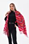Stripe Patterned Red Tasseled Women's Shawl - 3