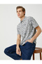 Polo Neck T-Shirt Floral Slim Fit Buttoned Short Sleeve