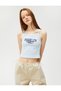 Crop Ribbed Tank Top Thin Straps Embroidered Cotton - 3