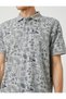 Polo Neck T-Shirt Floral Slim Fit Buttoned Short Sleeve - 5