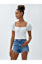 Ruched T-Shirt Short Sleeve Square Neck - 3