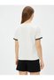 Piping Detailed T-Shirt Short Sleeve Cotton - 4