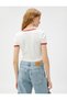 Crop T-Shirt Slogan Printed Short Sleeve Crew Neck - 4