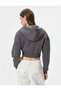 Hooded Zippered Crop Sweatshirt - Tight Corset Look Printed - 4