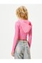 Crop Hooded Knitwear Cardigan Zippered Plush Detailed Slim Fit - 4