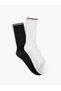 Set of 2 Socks with Multicolored Stripe Pattern