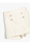 Tweed Shorts Pearl Button Detailed Elastic Waist - 3