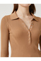Polo Neck Knitwear Sweater Ribbed Snap Fastener Slim Cut - 5