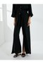 Wide Leg Trousers with Slits and High Waist Ties - 3