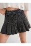 Pleated Denim Skirt Mini Length High Waist Comfortable Fit - 5