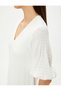 Balloon Sleeve Dress Mini V-Neck Flounced Textured - 5
