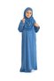 Two Pieces Kids Prayer Dress Set Suit with Scarf, Islamic Clothing Suit for Girls - Indigo - 3