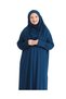 Pursed Prayer Dress Scarf Ready Hijab Clothing Turban Muslim Clothes Suit - Navy Blue - 6