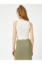 Crop Tank Top Printed Ribbed Piping Detailed Cotton - 4