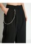 Palazzo Trousers Wide Leg Normal Waist Chain Detailed - 5