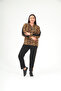 Women's Plus Size Black Front Zipper Leopard Detail Tracksuit Suit 65N38697 - 3