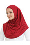Two Piece Ready to Wear Neck Collar Hijab Shawl Ready Scarf Viscose - Burgundy - 3