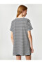 Cotton Oversize Long T-Shirt - Crew Neck, Short Sleeve - 4