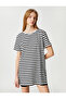 Cotton Oversize Long T-Shirt - Crew Neck, Short Sleeve - 3