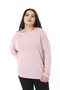 Women's Plus Size Pink Crew Neck Long Sleeve Blouse 65N38538 - 4