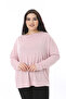 Women's Plus Size Pink Crew Neck Long Sleeve Blouse 65N38538 - 7