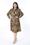 Women's Plus Size Green Low Collar Waist Drawstring Long Sleeve Dress 65N38483 - 8