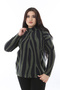 سويت شيرت نسائي من الصوف بسحاب كاكي مقاس كبير 65N38519 - 3