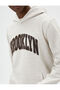 College Sweatshirt Hooded Printed Kangaroo Pocket Detailed Ribbon - 5