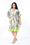 Women's Plus Size Green Chest Pleated Low Sleeve Dress 65N38482