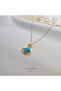 Blue Saturn Necklace with Steel Gold Zirconia - 2